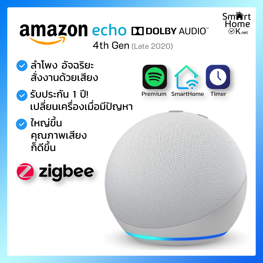 Amazon Echo Dot (4th Gen) Smart Speaker With Alexa Glacier White ...