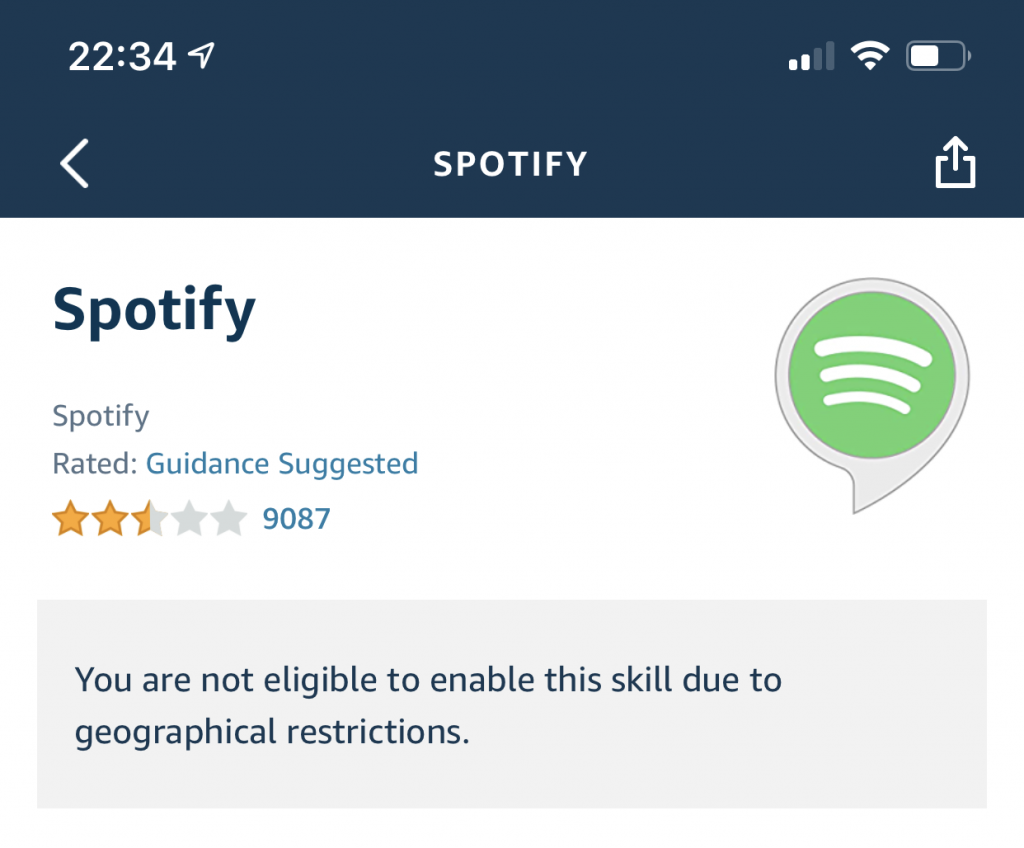 Alexa Spotify Geographic Restriction