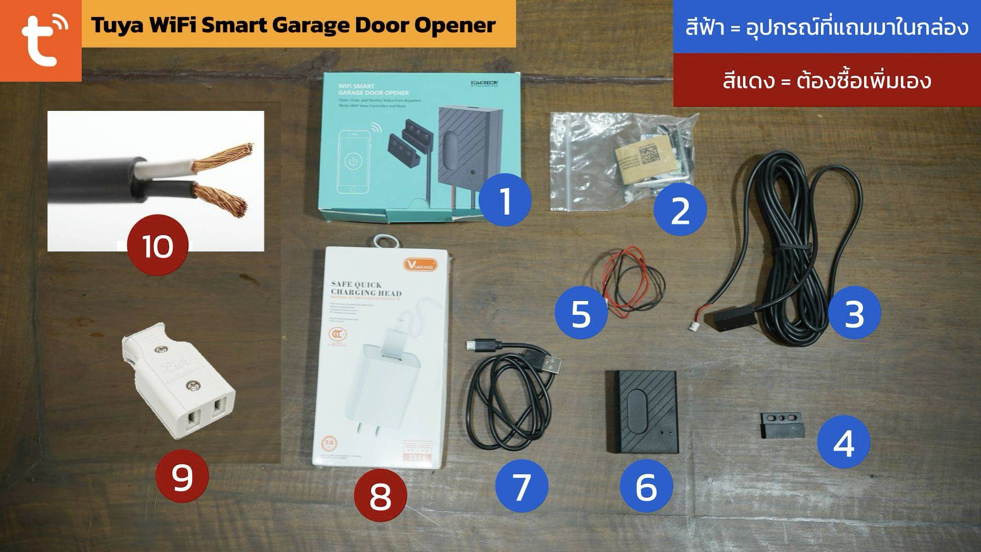Unbox อุปกรณ์ภายในกล่อง Tuya Smart Garage Door Opener (Wi-Fi)